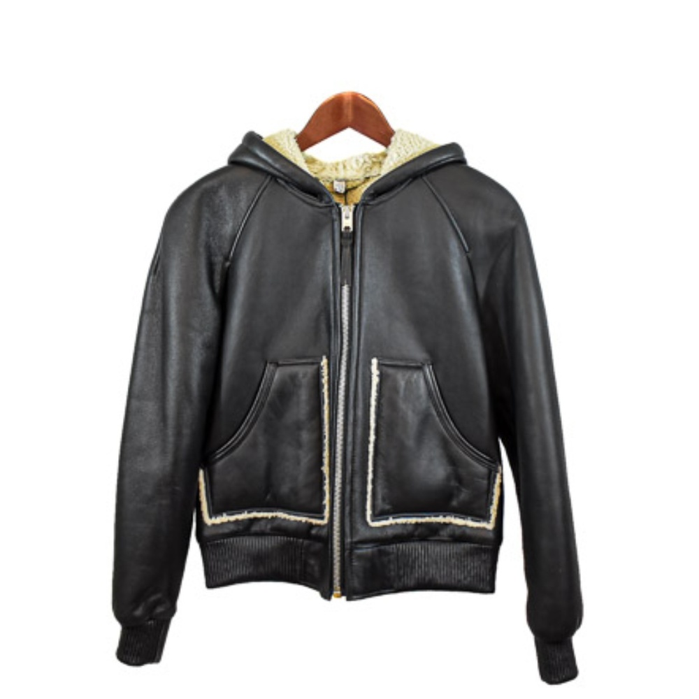 (SALE) COACH Leather Shearling Hoodie Jacket NWT